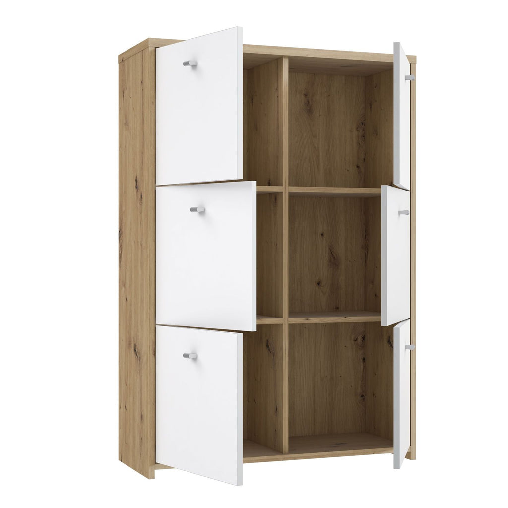 Best Chest Storage Cabinet with 6 Doors in Artisan Oak White