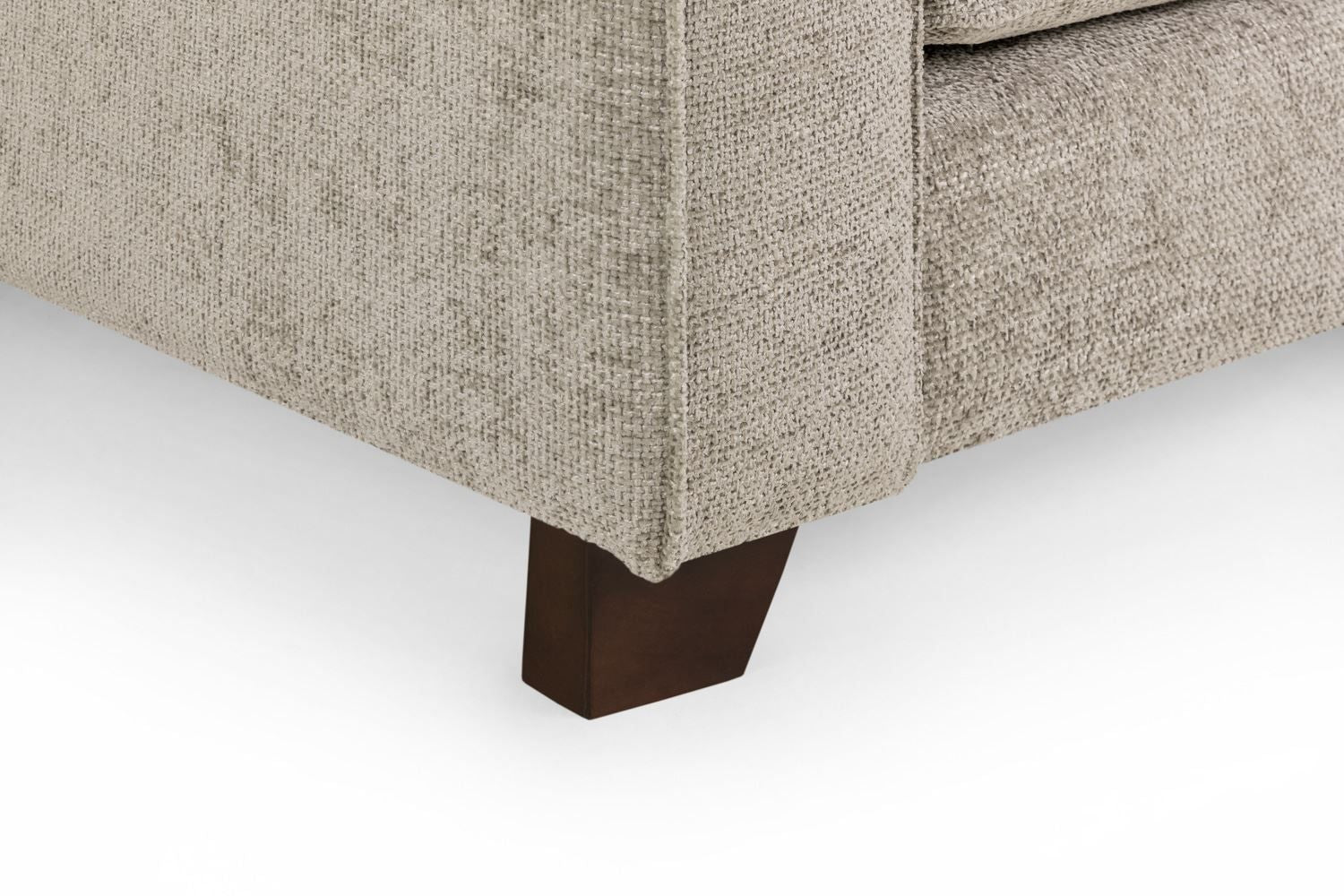 Stone Fabric 2 Seater Sofa Standard Back Dark Wooden Feet