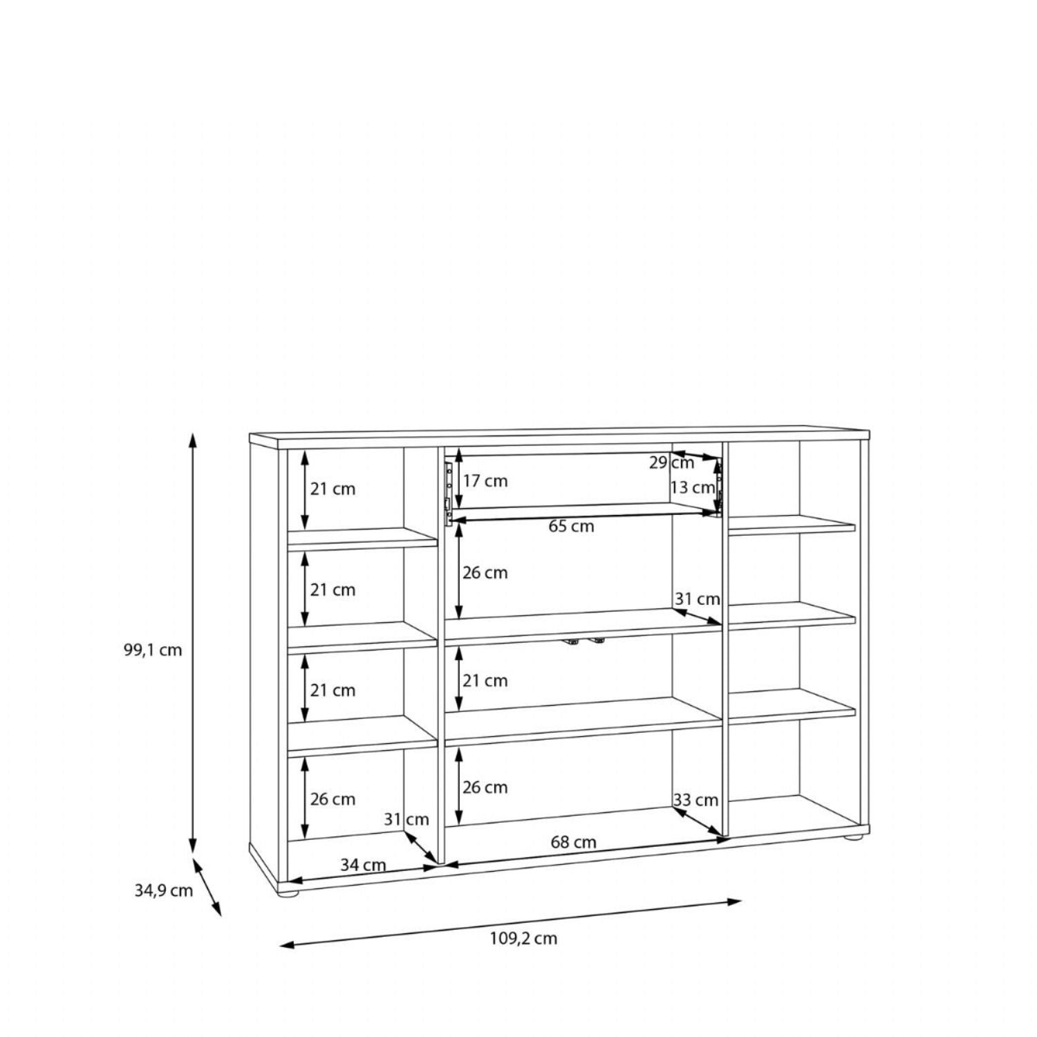 Alice Springs Sideboard with 4 Doors PushtoOpen & 1 Centralised Drawer PushtoOpen in Sand