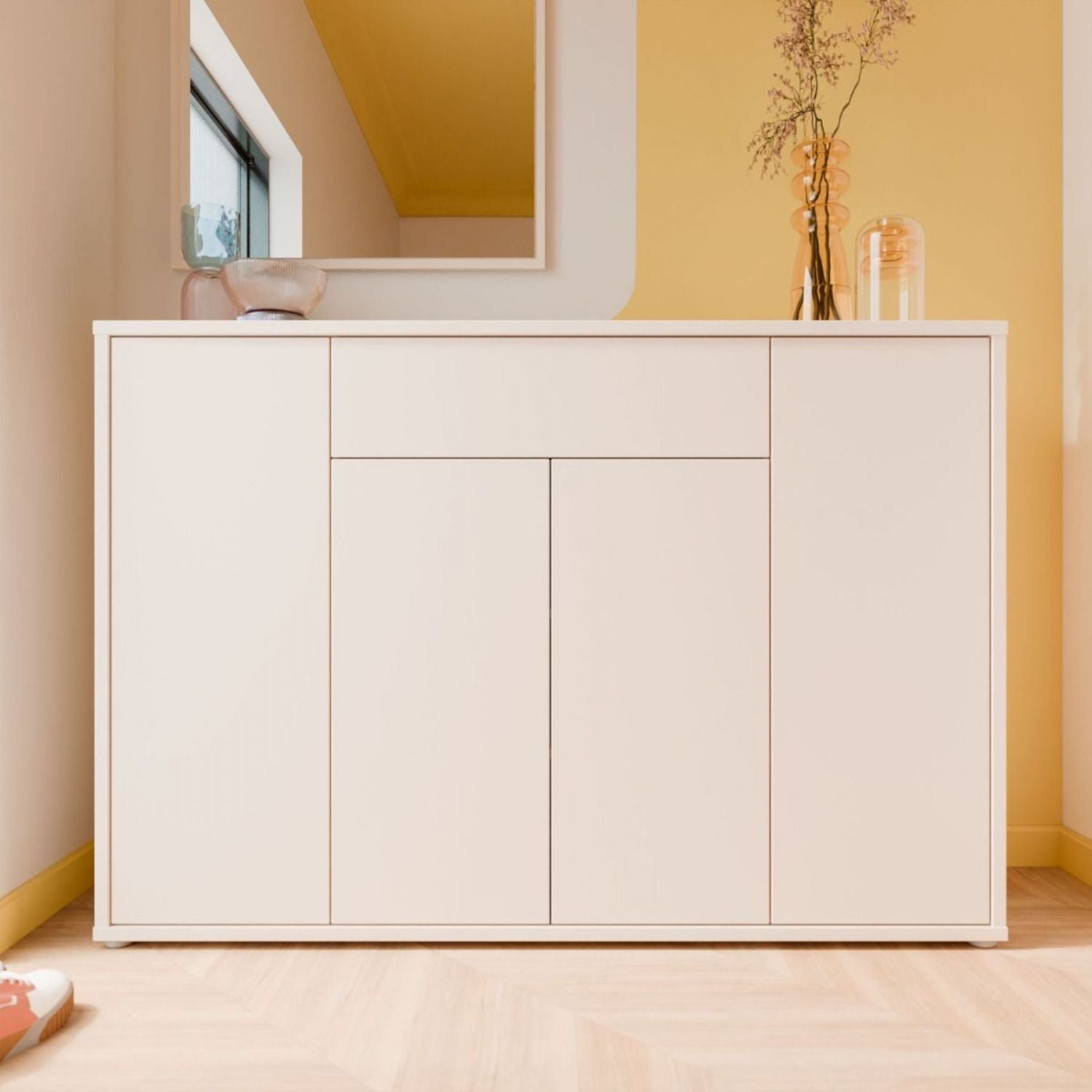 Alice Springs Sideboard with 4 Doors PushtoOpen & 1 Centralised Drawer PushtoOpen in Sand