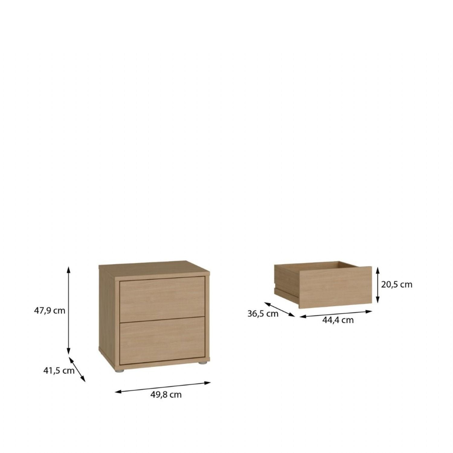 Alice Springs Low Bedside Cabinet with 2 Drawers PushtoOpen in Elegancia Oak