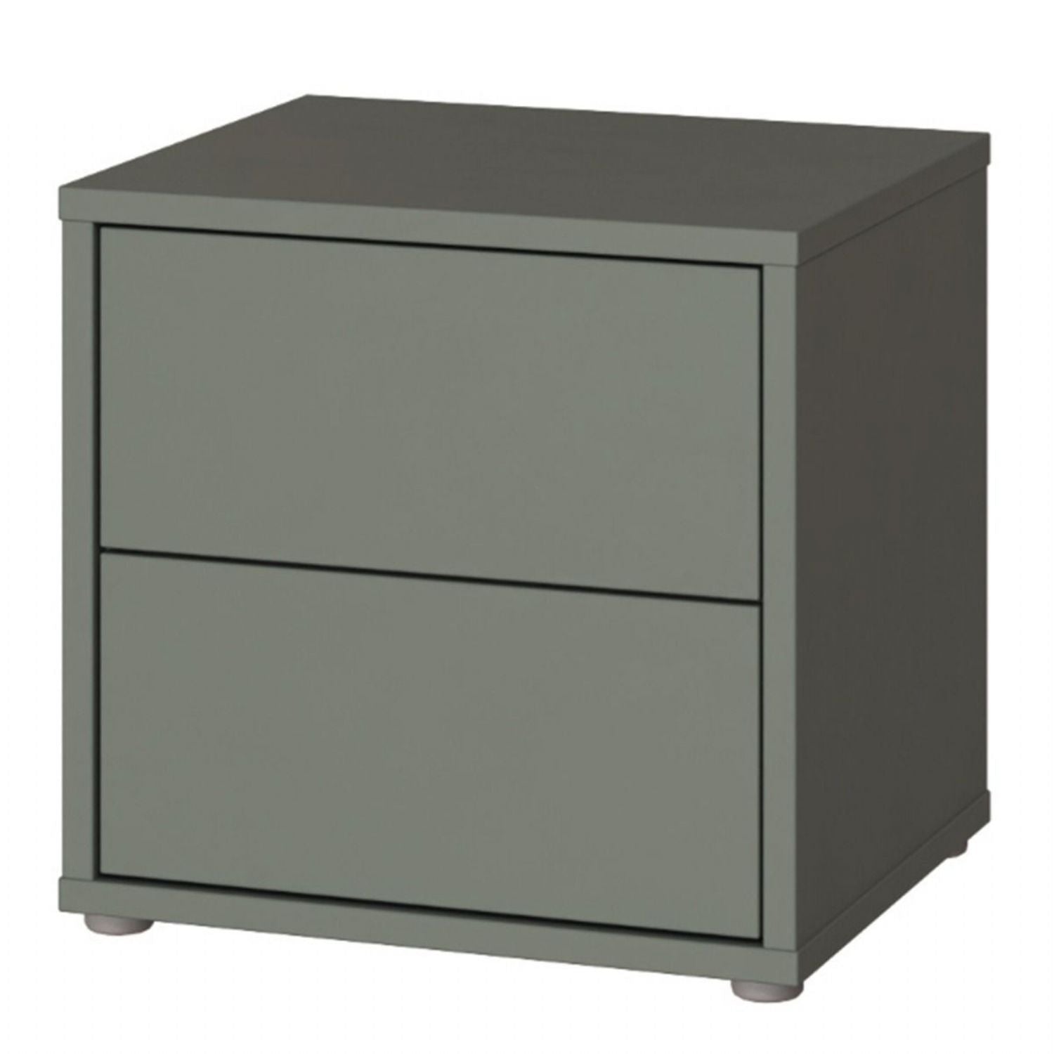 Alice Springs Low Bedside Cabinet with 2 Drawers PushtoOpen in Sage Green