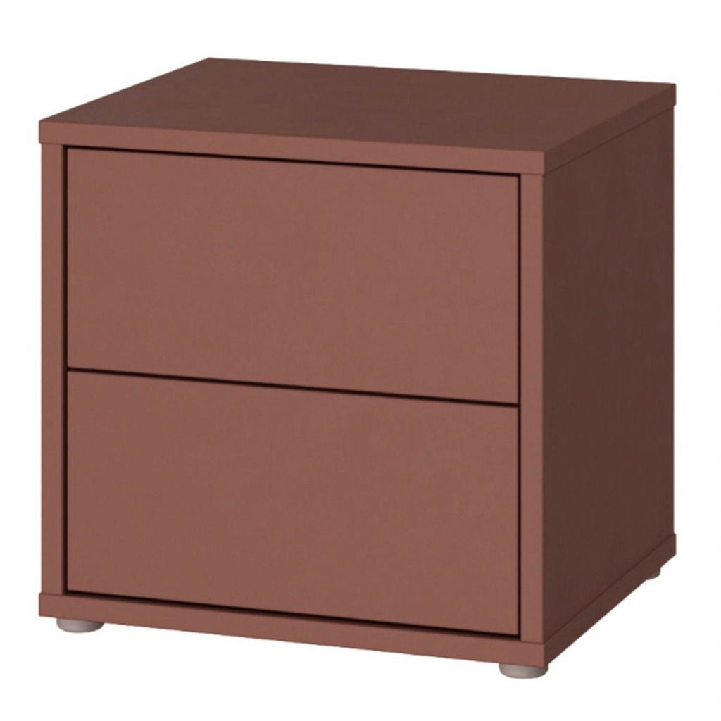 Alice Springs Low Bedside Cabinet with 2 Drawers PushtoOpen in Terracotta