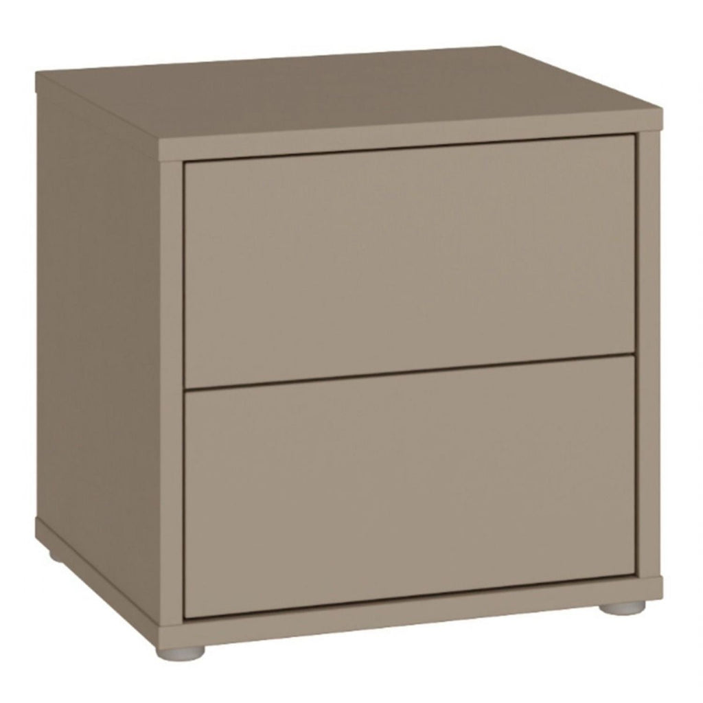 Alice Springs Low Bedside Cabinet with 2 Drawers PushtoOpen in Taupe