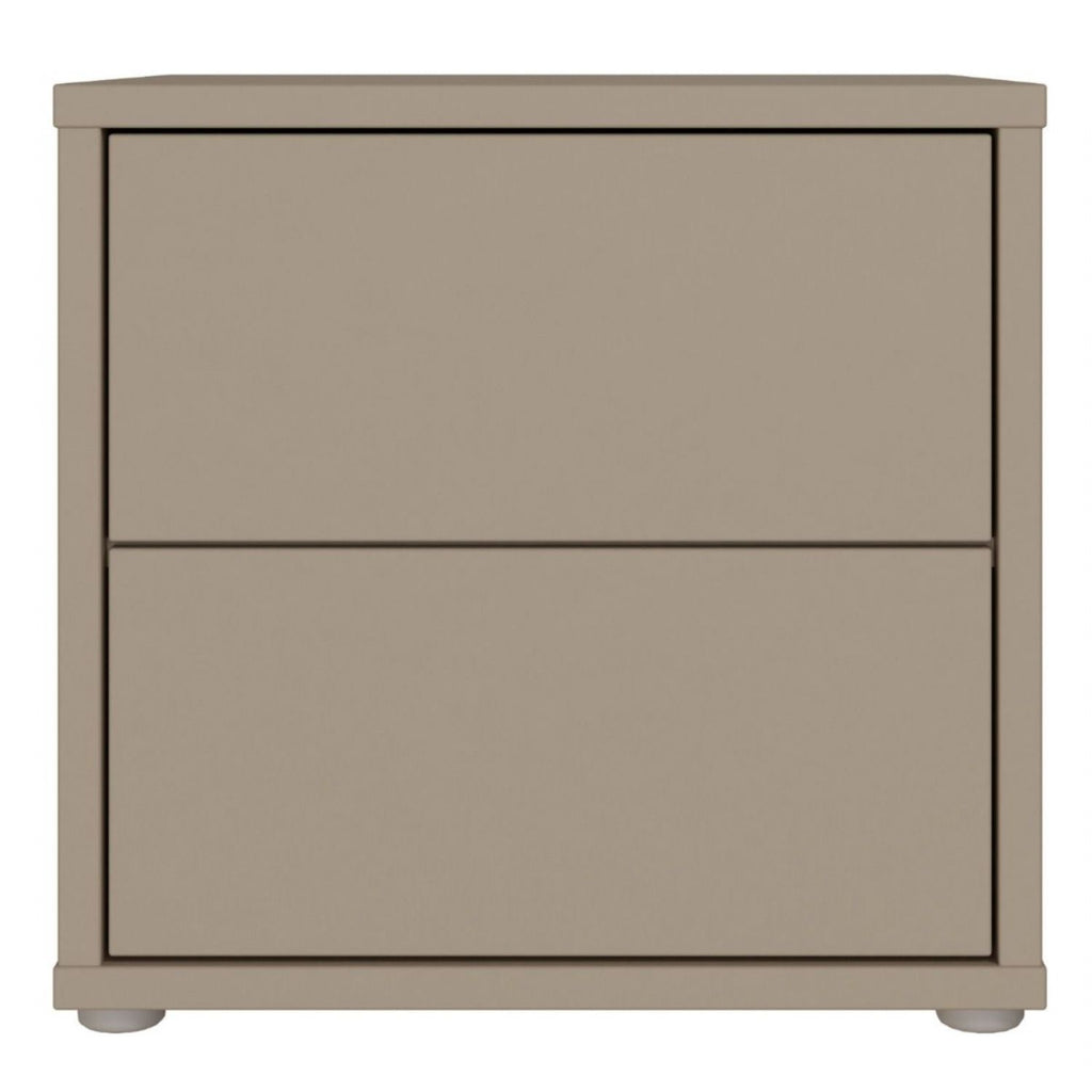 Alice Springs Low Bedside Cabinet with 2 Drawers PushtoOpen in Taupe