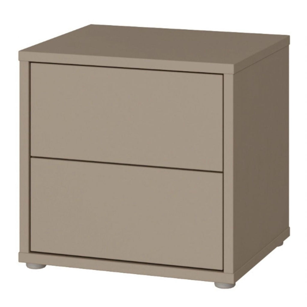 Alice Springs Low Bedside Cabinet with 2 Drawers PushtoOpen in Taupe