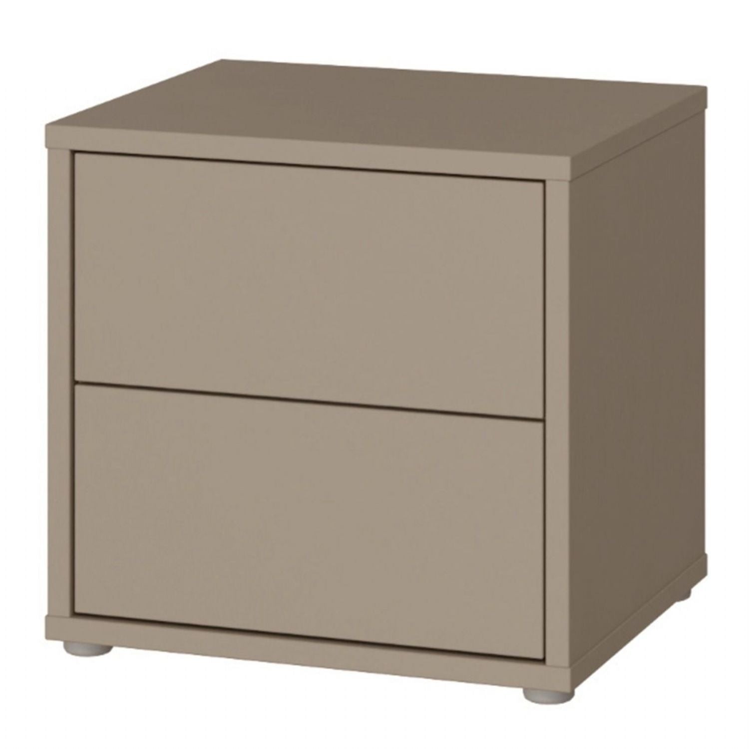 Alice Springs Low Bedside Cabinet with 2 Drawers PushtoOpen in Taupe