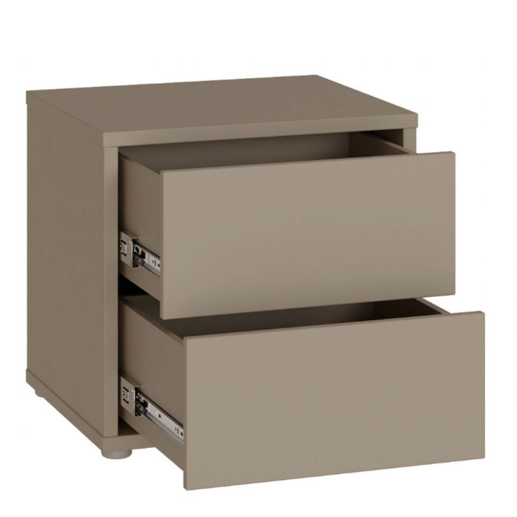 Alice Springs Low Bedside Cabinet with 2 Drawers PushtoOpen in Taupe