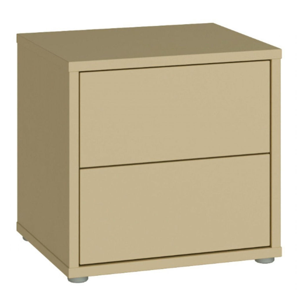 Alice Springs Low Bedside Cabinet with 2 Drawers PushtoOpen in Butter Yellow