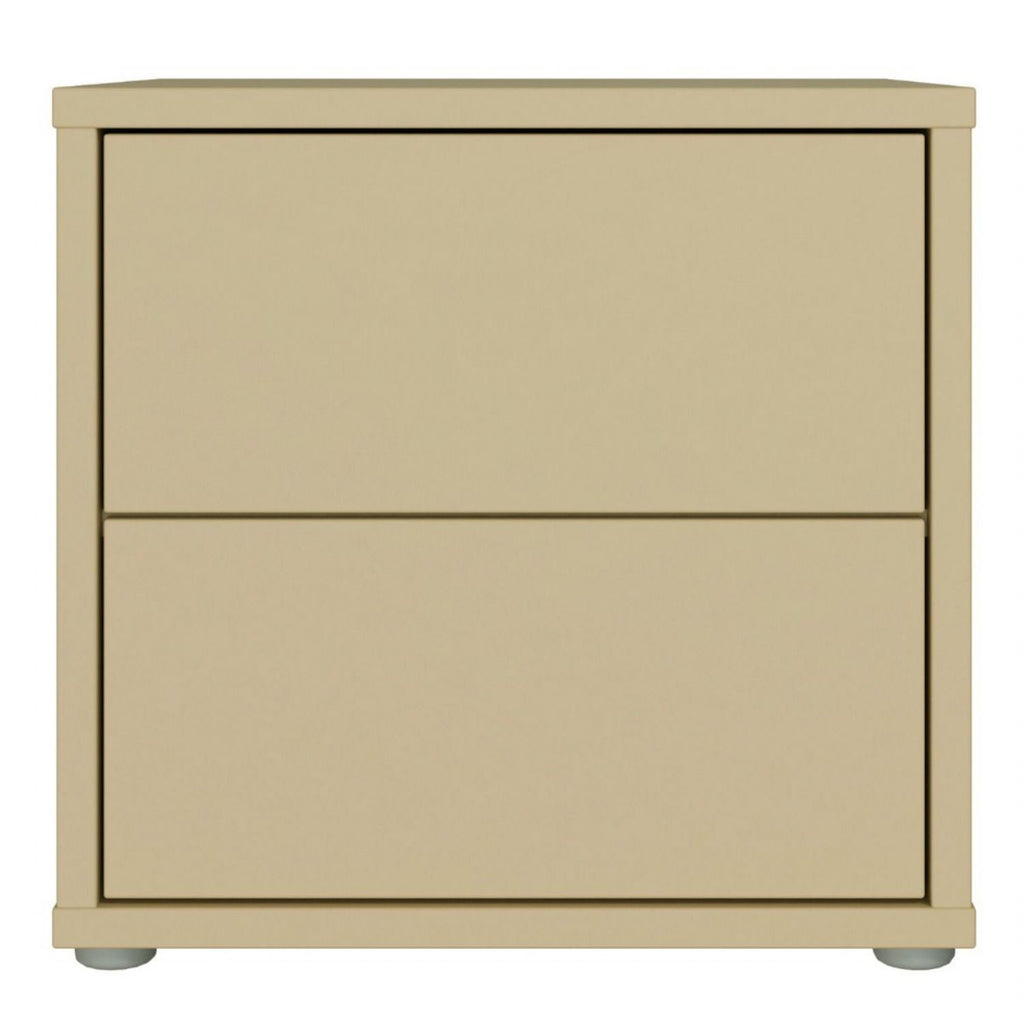 Alice Springs Low Bedside Cabinet with 2 Drawers PushtoOpen in Butter Yellow