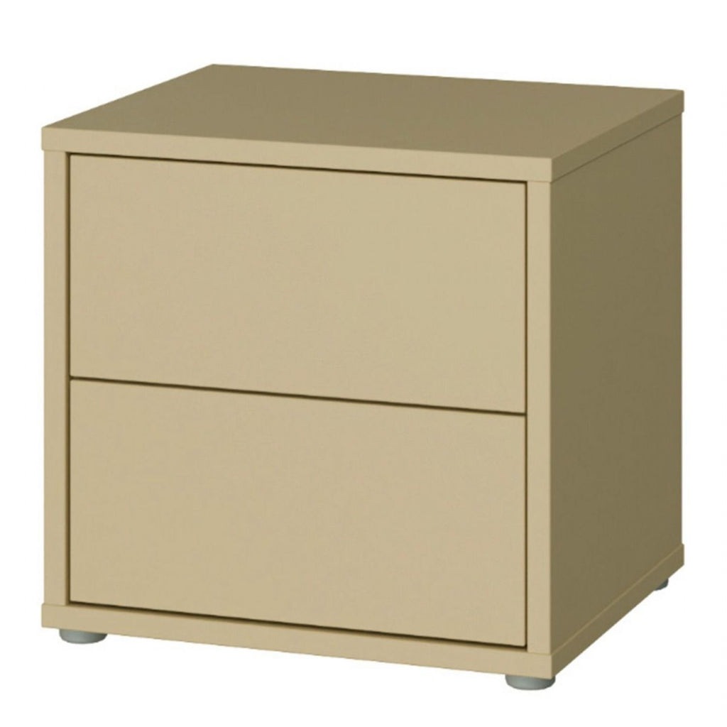 Alice Springs Low Bedside Cabinet with 2 Drawers PushtoOpen in Butter Yellow
