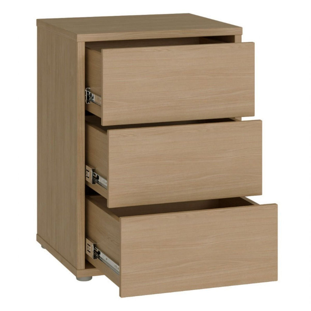 Alice Springs Bedside Cabinet with 3 Drawers PushtoOpen in Elegancia Oak