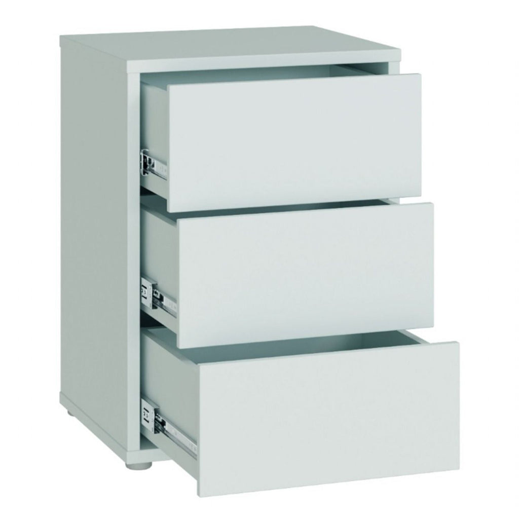 Alice Springs Bedside Cabinet with 3 Drawers PushtoOpen in Light Grey