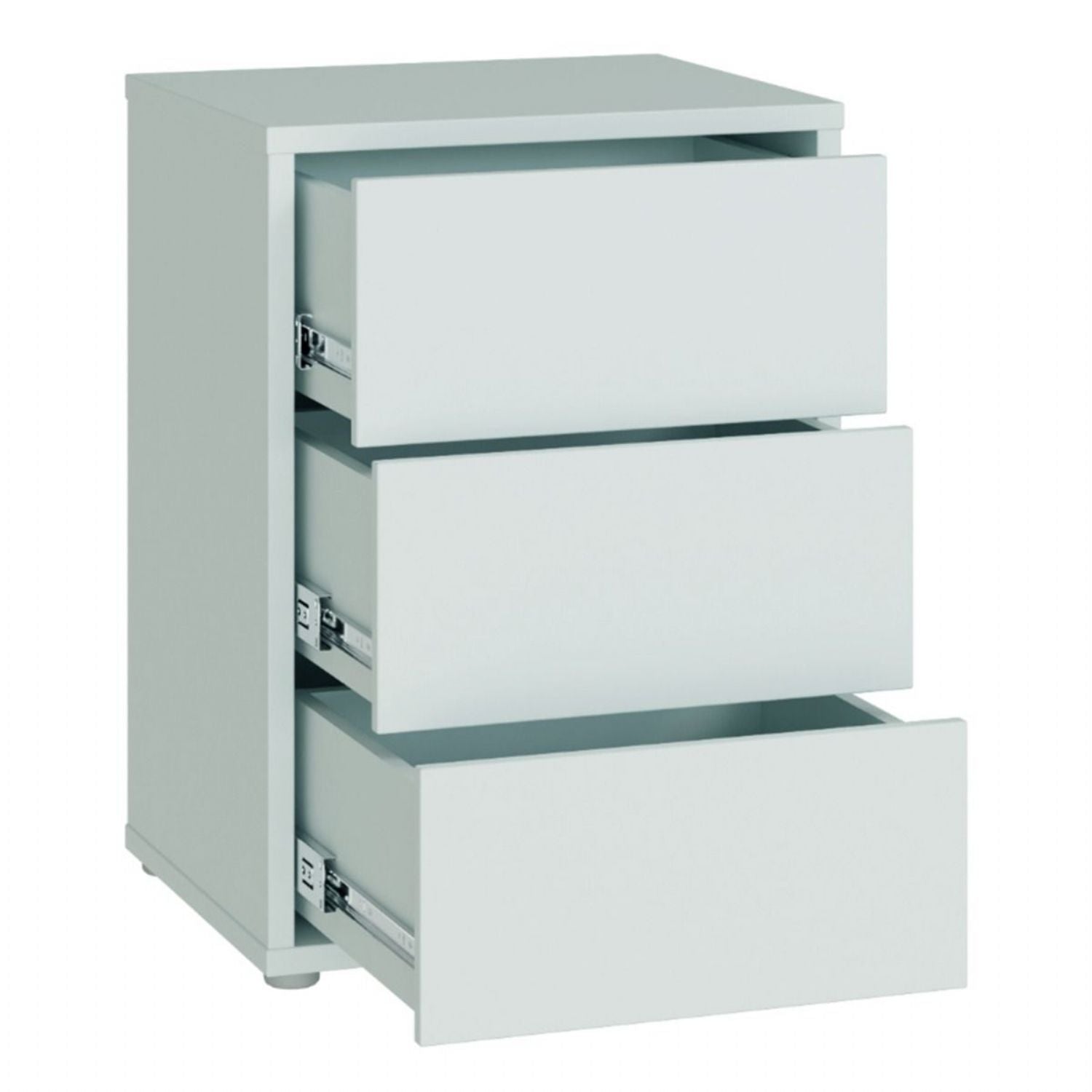 Alice Springs Bedside Cabinet with 3 Drawers PushtoOpen in Light Grey