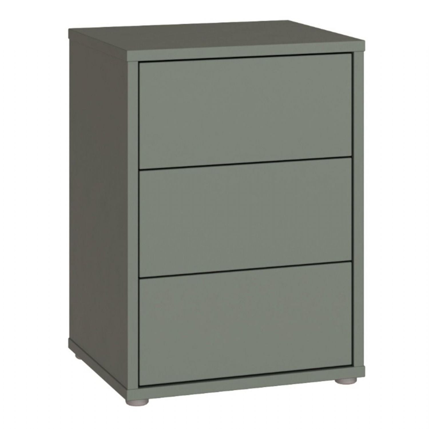 Alice Springs Bedside Cabinet with 3 Drawers PushtoOpen in Sage Green