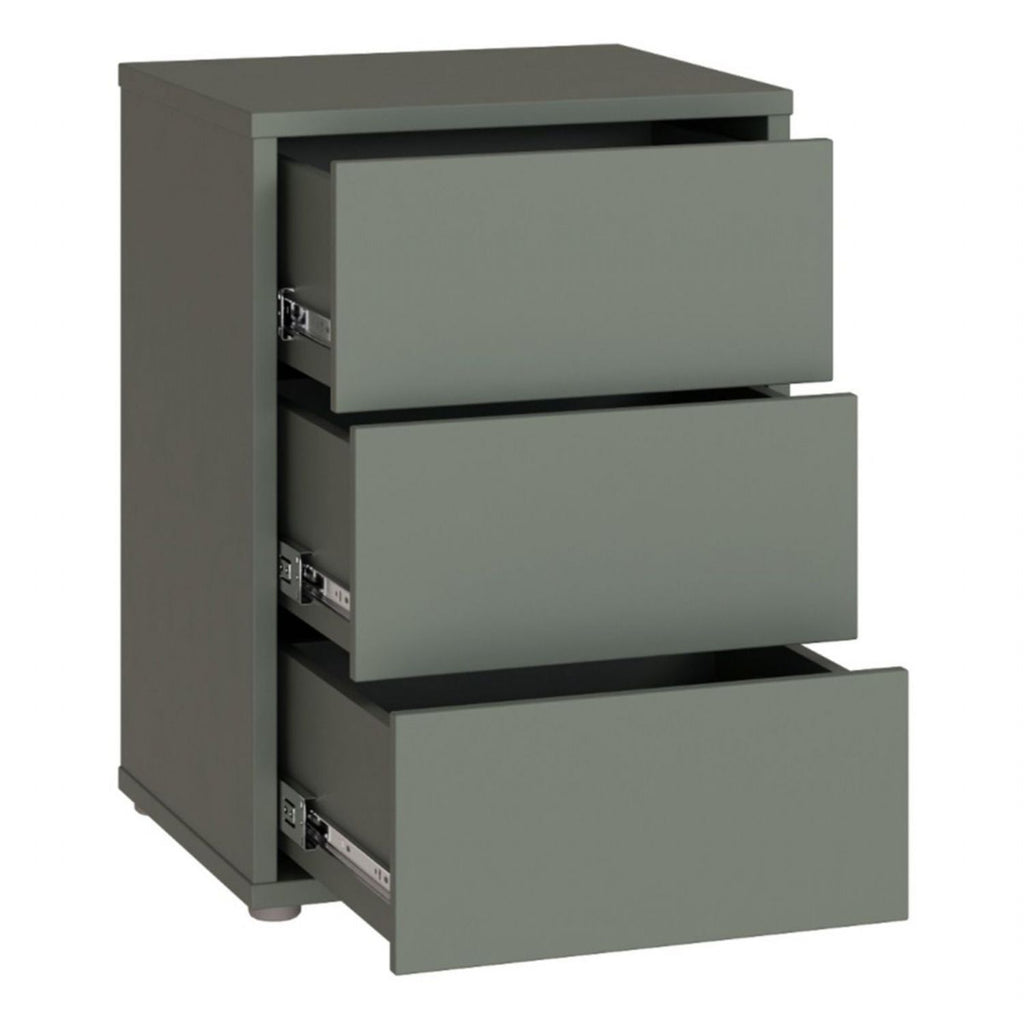 Alice Springs Bedside Cabinet with 3 Drawers PushtoOpen in Sage Green