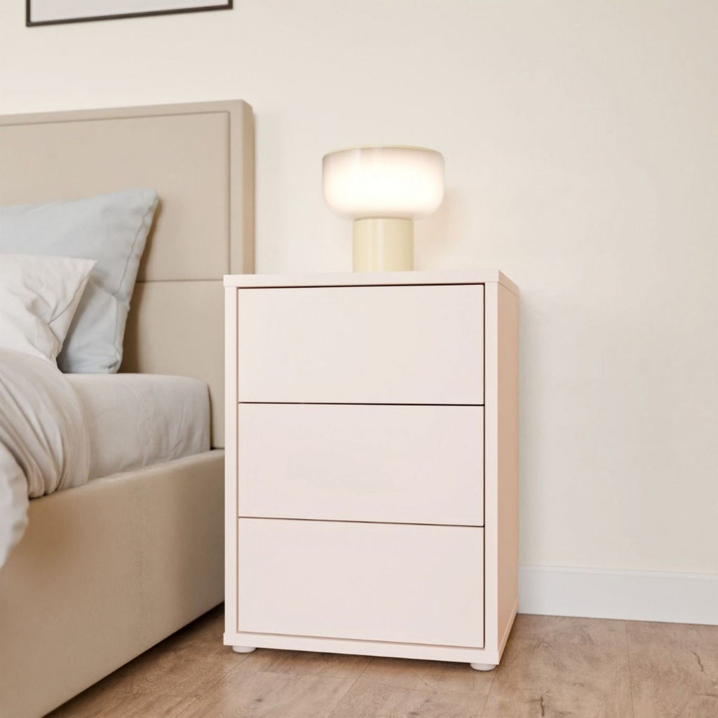 Alice Springs Bedside Cabinet with 3 Drawers PushtoOpen in Sand