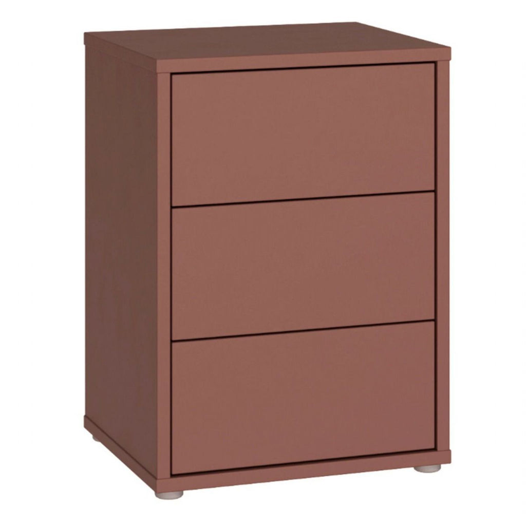 Alice Springs Bedside Cabinet with 3 Drawers PushtoOpen in Terracotta
