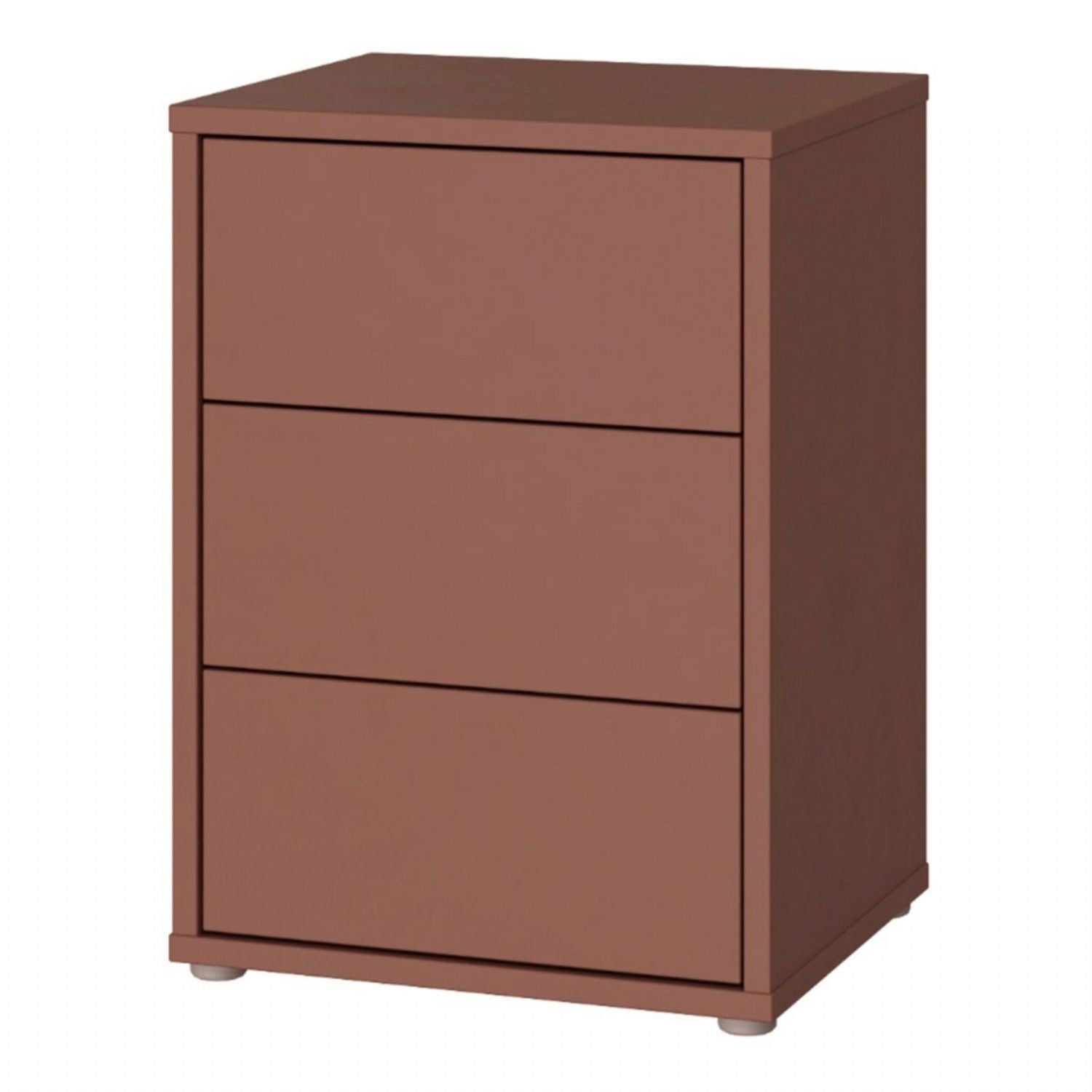 Alice Springs Bedside Cabinet with 3 Drawers PushtoOpen in Terracotta