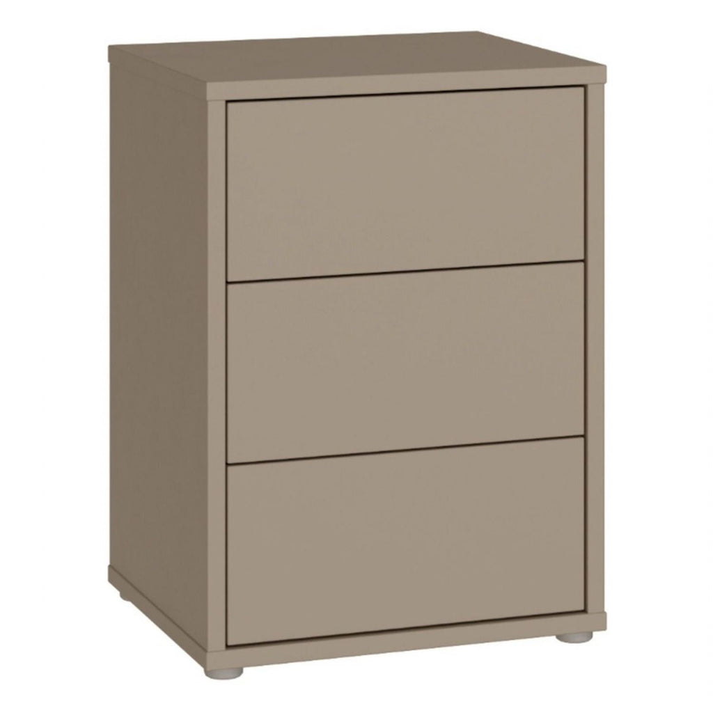 Alice Springs Bedside Cabinet with 3 Drawers PushtoOpen in Taupe