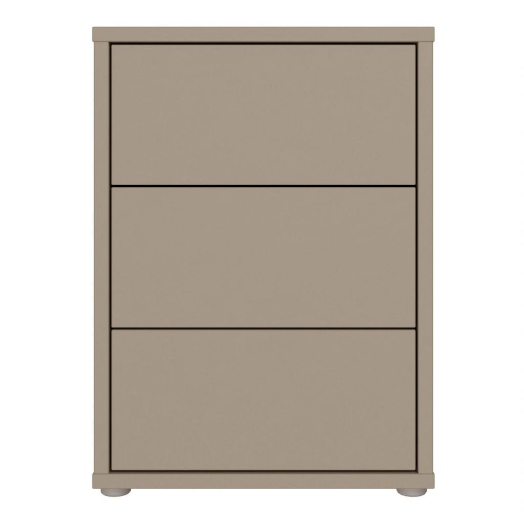 Alice Springs Bedside Cabinet with 3 Drawers PushtoOpen in Taupe