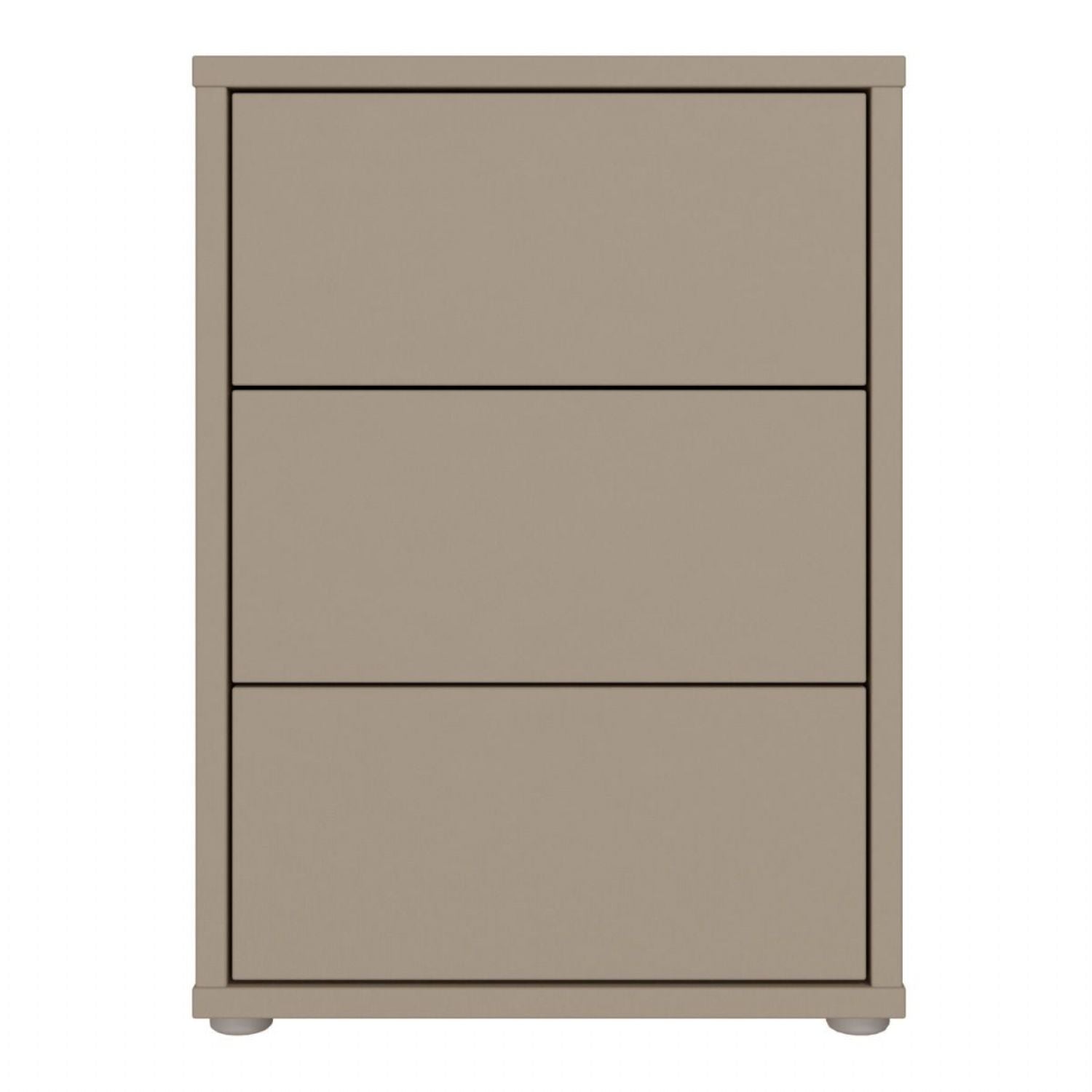 Alice Springs Bedside Cabinet with 3 Drawers PushtoOpen in Taupe