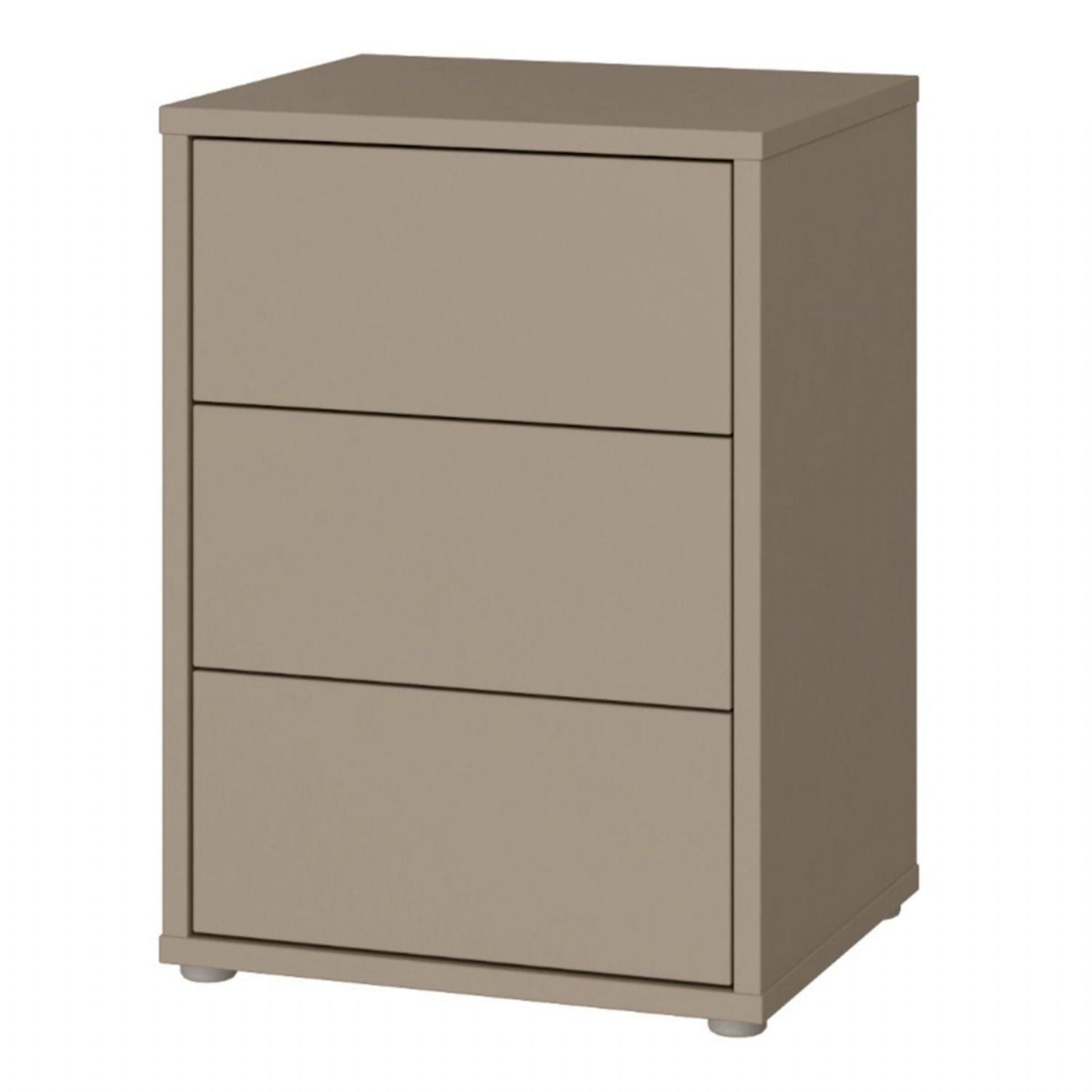 Alice Springs Bedside Cabinet with 3 Drawers PushtoOpen in Taupe
