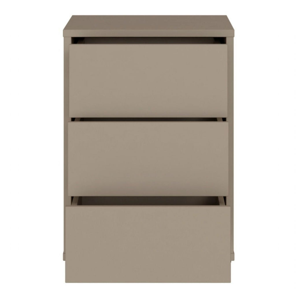 Alice Springs Bedside Cabinet with 3 Drawers PushtoOpen in Taupe