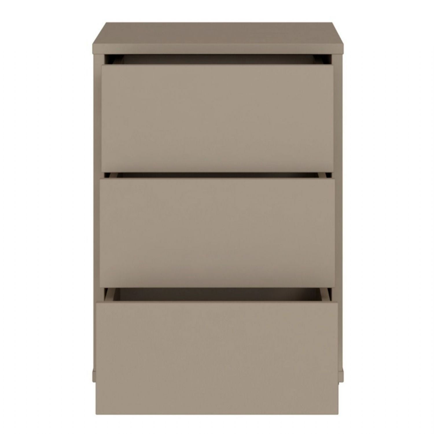 Alice Springs Bedside Cabinet with 3 Drawers PushtoOpen in Taupe
