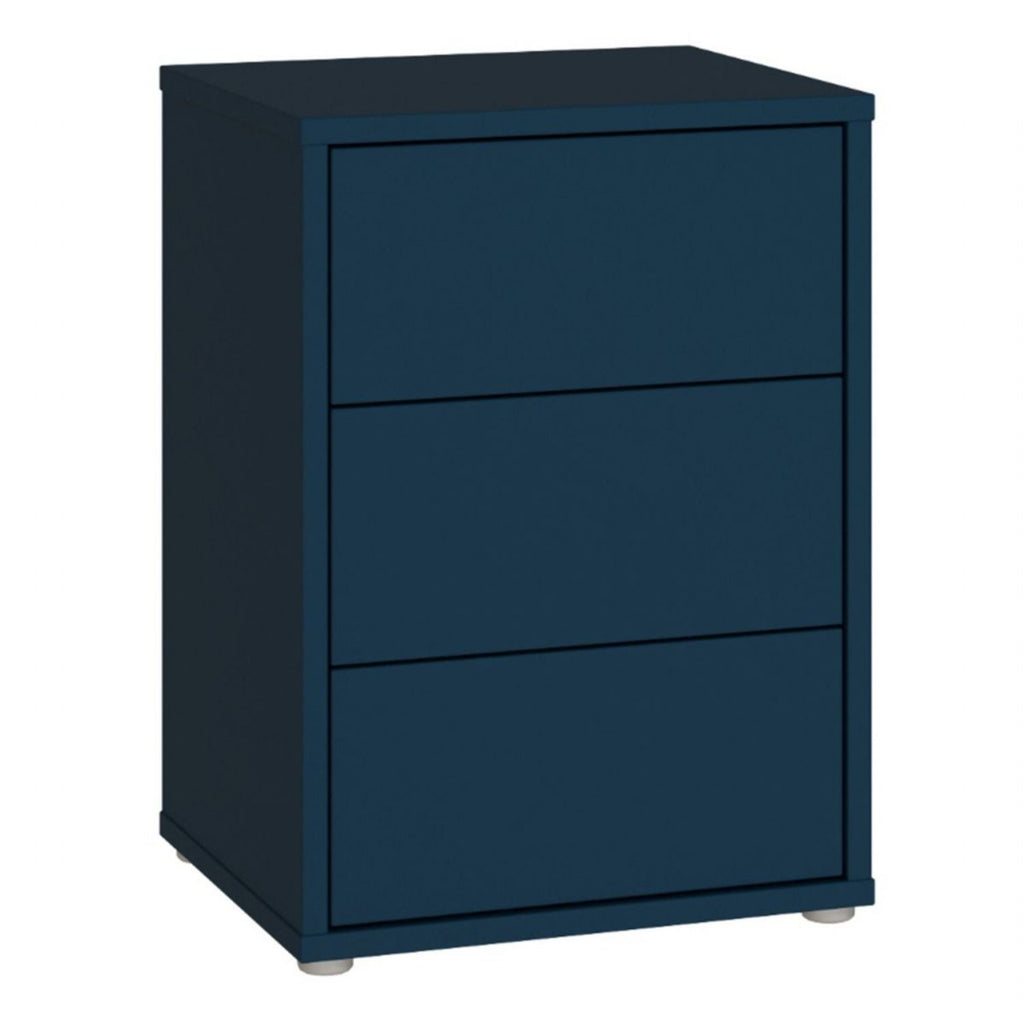 Alice Springs Bedside Cabinet with 3 Drawers PushtoOpen in Night Blue