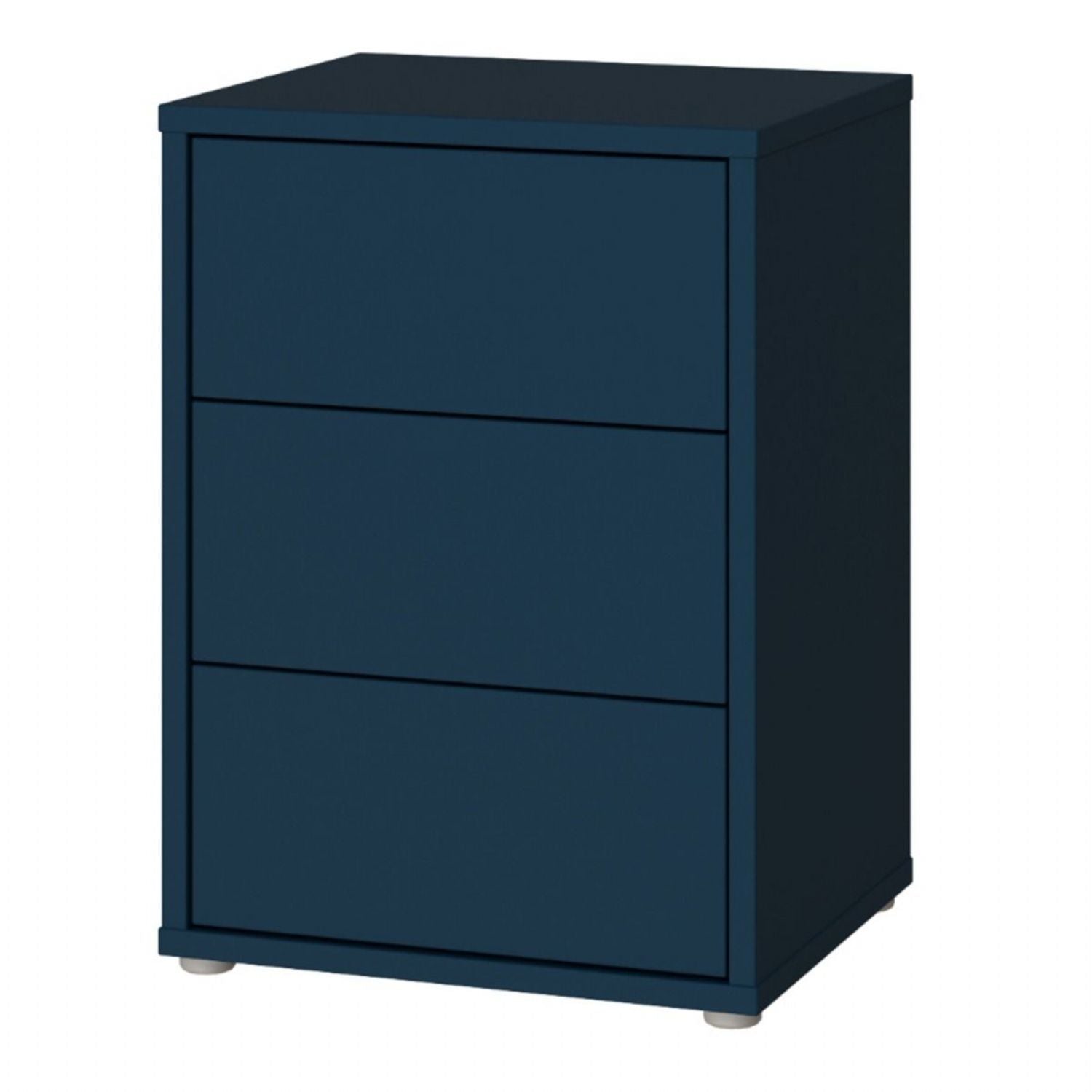 Alice Springs Bedside Cabinet with 3 Drawers PushtoOpen in Night Blue