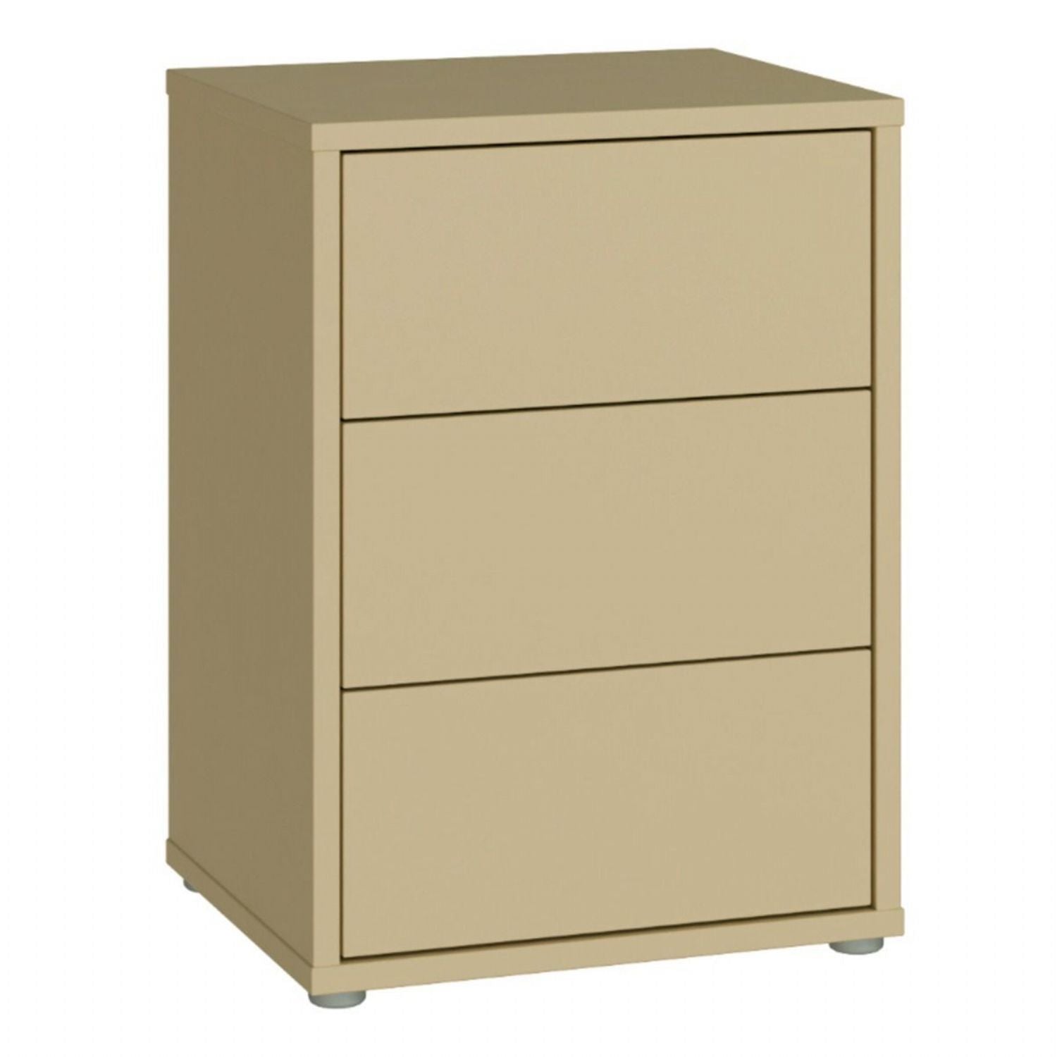 Alice Springs Bedside Cabinet with 3 Drawers PushtoOpen in Butter Yellow