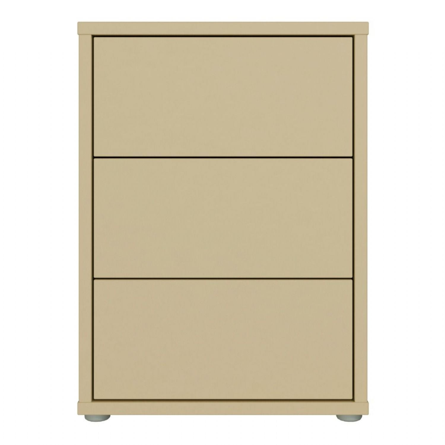 Alice Springs Bedside Cabinet with 3 Drawers PushtoOpen in Butter Yellow