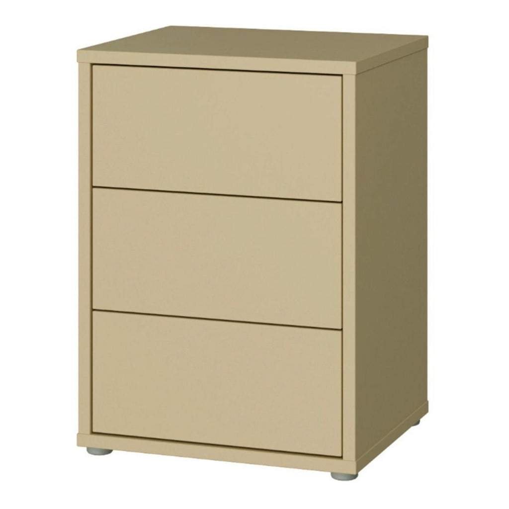 Alice Springs Bedside Cabinet with 3 Drawers PushtoOpen in Butter Yellow