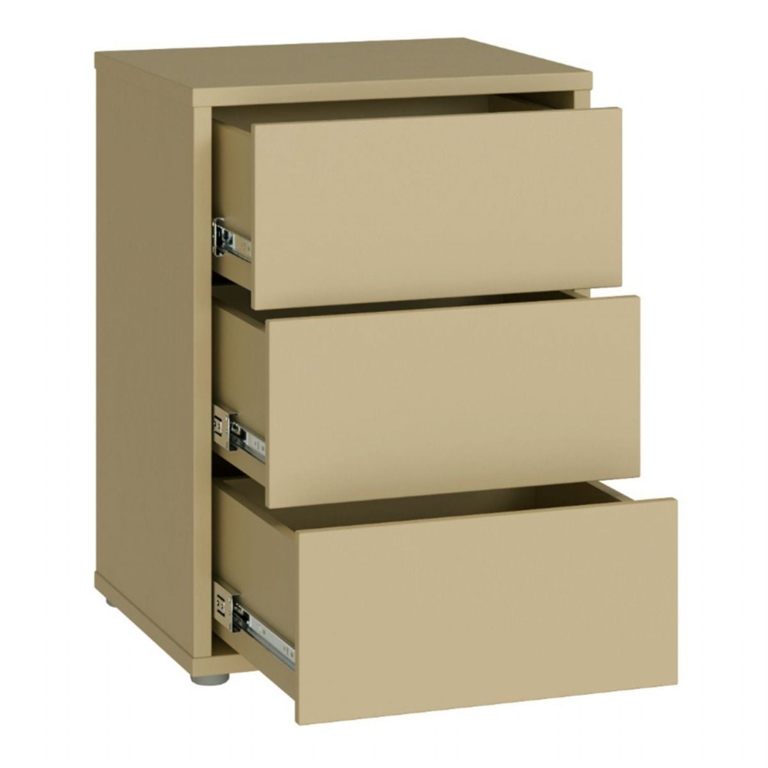 Alice Springs Bedside Cabinet with 3 Drawers PushtoOpen in Butter Yellow