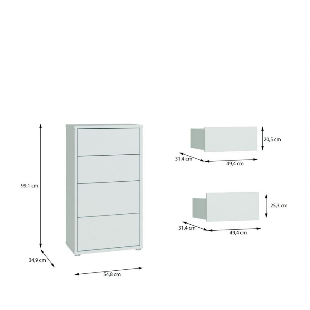 Alice Springs Tall 4 Drawer Chest with PushtoOpen Drawers in Light Grey
