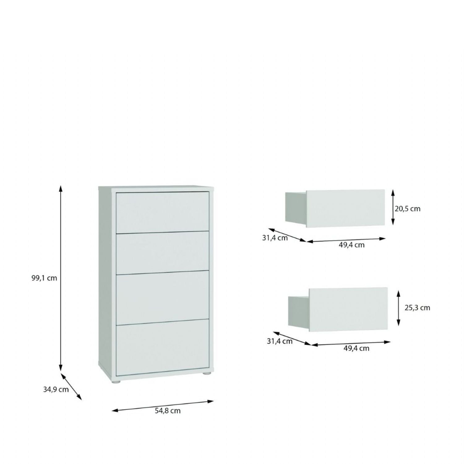 Alice Springs Tall 4 Drawer Chest with PushtoOpen Drawers in Light Grey