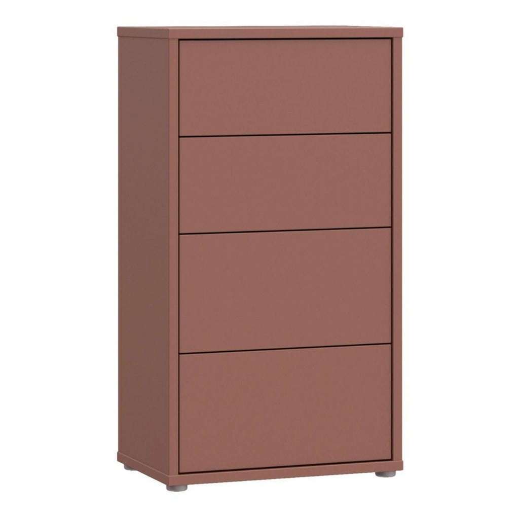 Alice Springs Tall 4 Drawer Chest with PushtoOpen Drawers in Terracotta