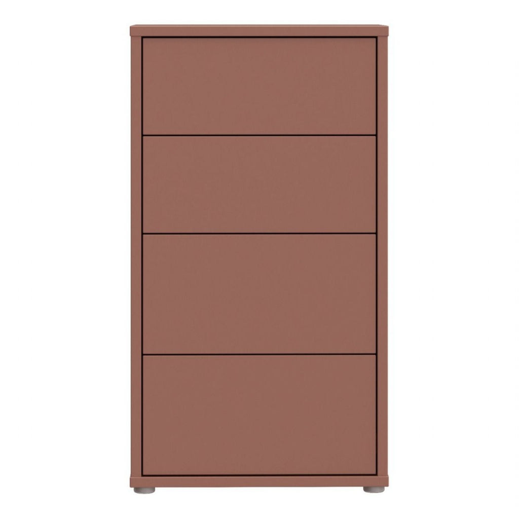 Alice Springs Tall 4 Drawer Chest with PushtoOpen Drawers in Terracotta