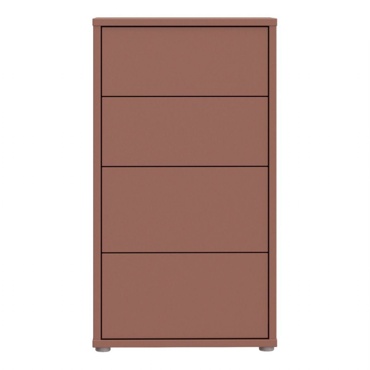 Alice Springs Tall 4 Drawer Chest with PushtoOpen Drawers in Terracotta