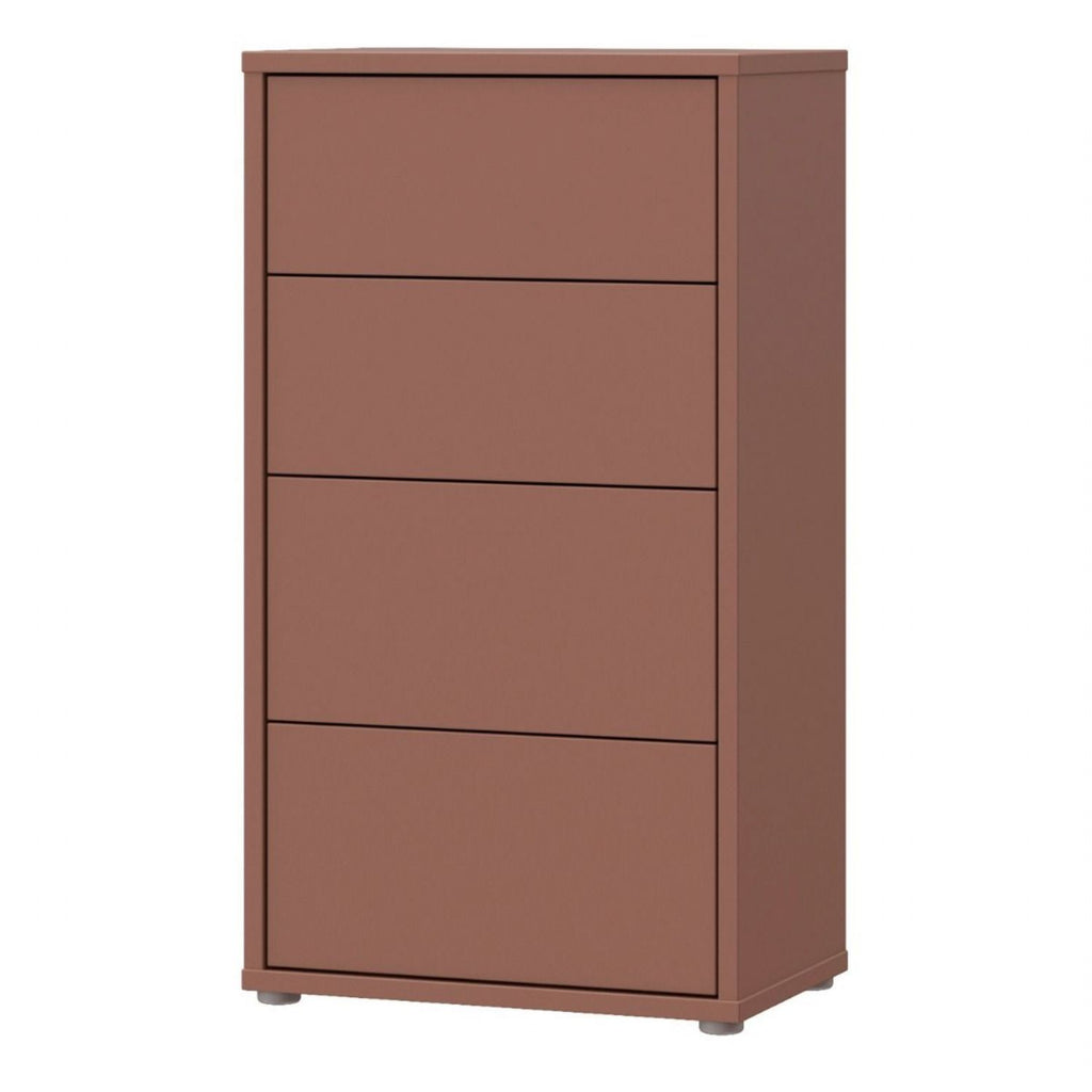 Alice Springs Tall 4 Drawer Chest with PushtoOpen Drawers in Terracotta