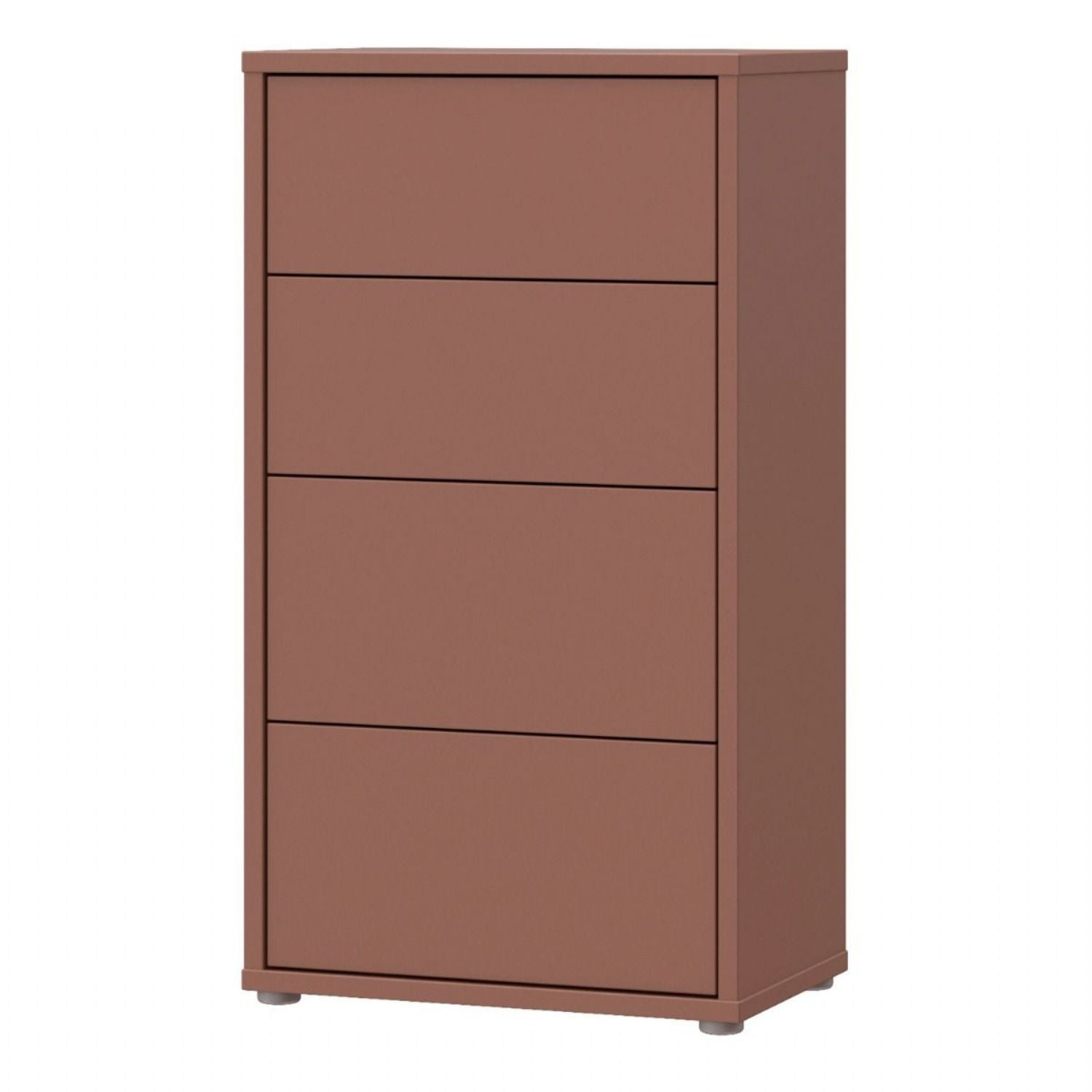 Alice Springs Tall 4 Drawer Chest with PushtoOpen Drawers in Terracotta