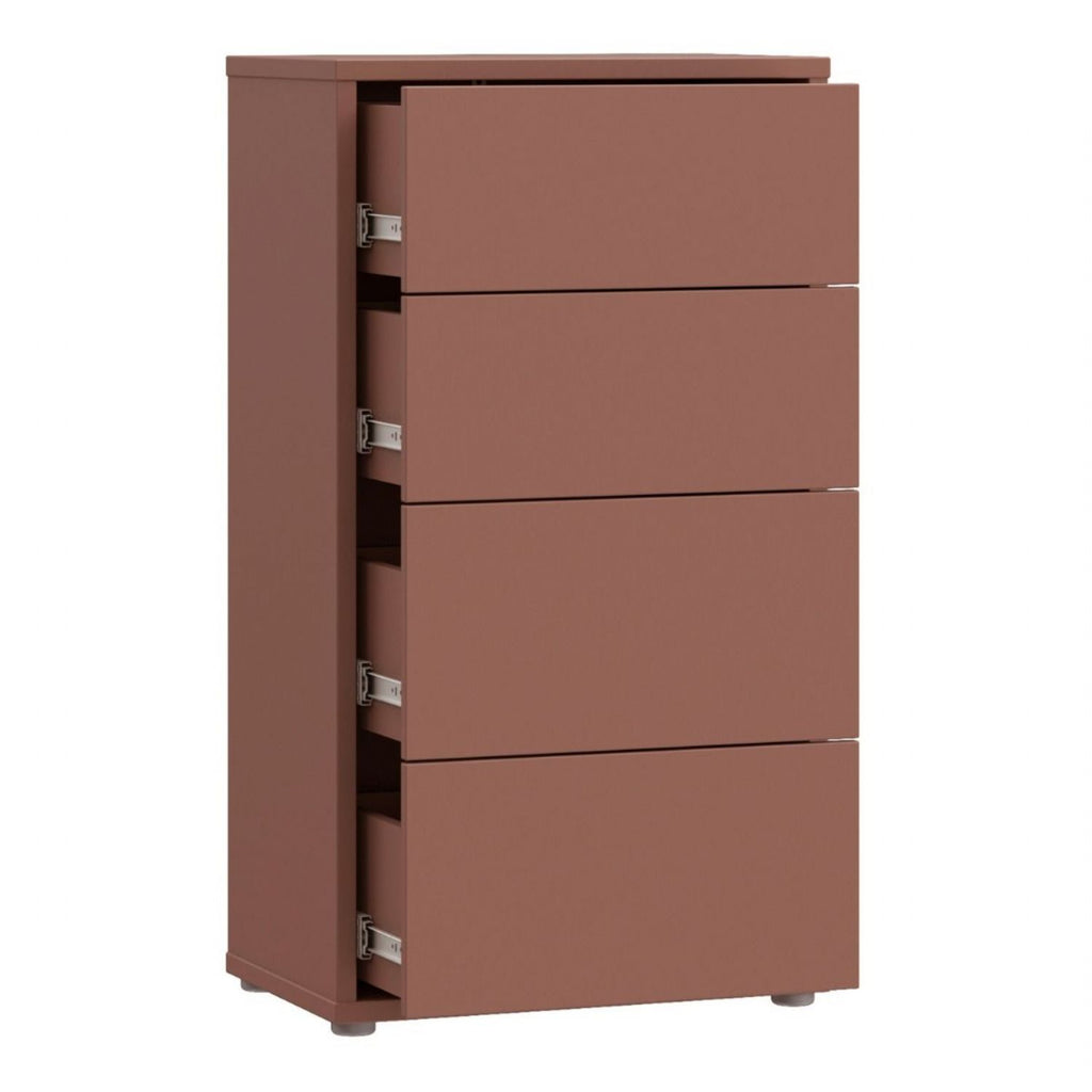 Alice Springs Tall 4 Drawer Chest with PushtoOpen Drawers in Terracotta