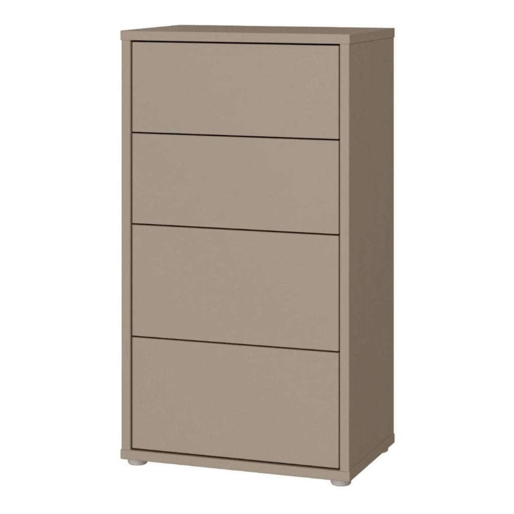 Alice Springs Tall 4 Drawer Chest with PushtoOpen Drawers in Taupe