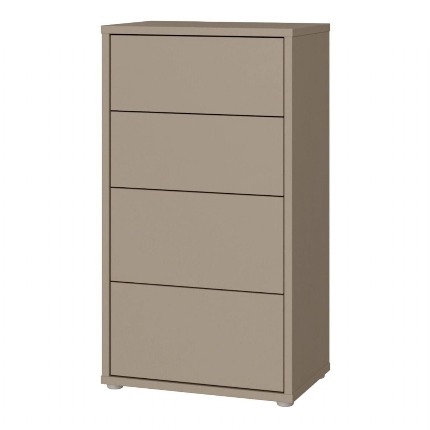 Alice Springs Tall 4 Drawer Chest with PushtoOpen Drawers in Taupe