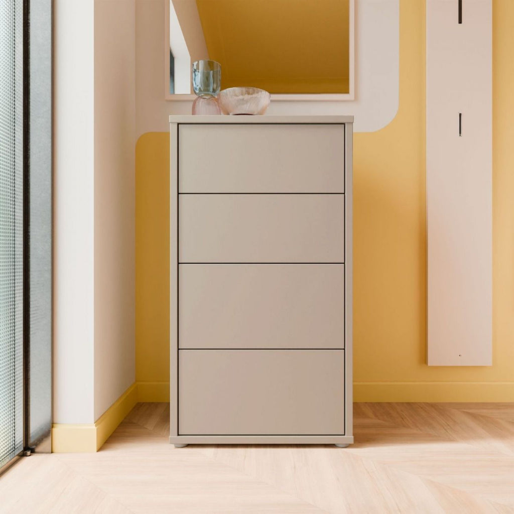 Alice Springs Tall 4 Drawer Chest with PushtoOpen Drawers in Taupe