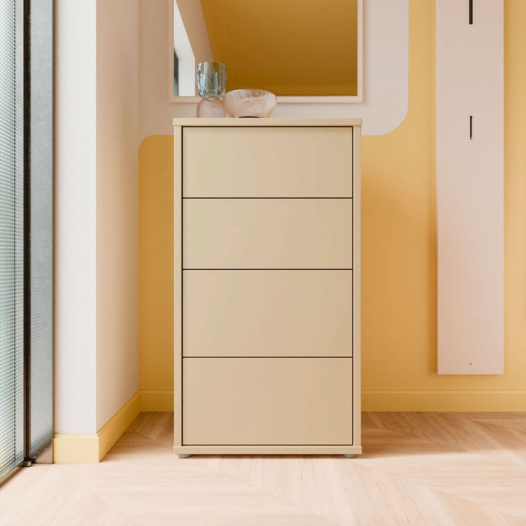 Alice Springs Tall 4 Drawer Chest with PushtoOpen Drawers in Butter Yellow