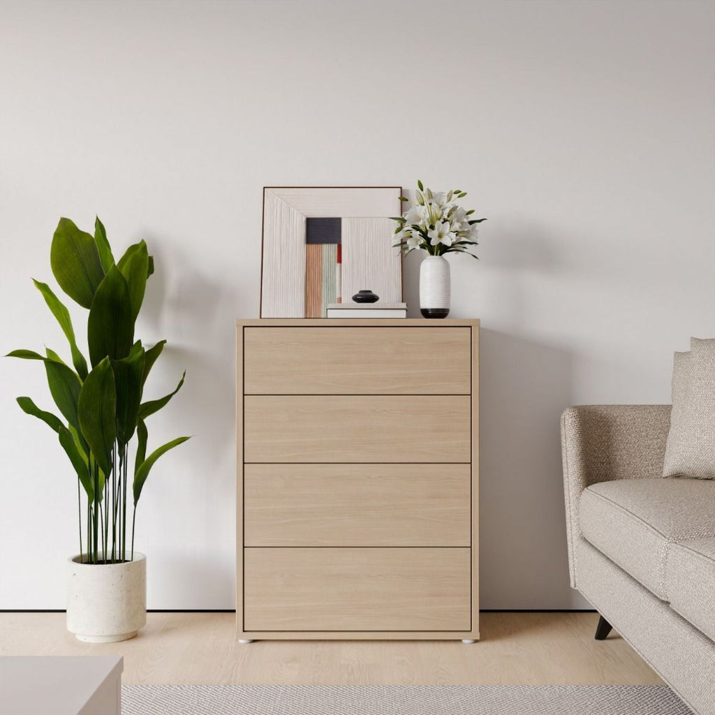 Alice Springs 4 Drawer Chest with PushtoOpen Drawers in Elegancia Oak and White
