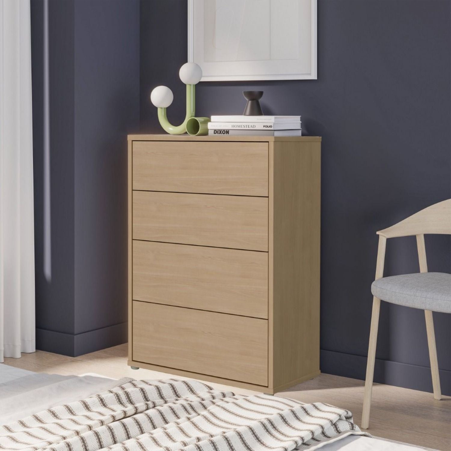 Alice Springs 4 Drawer Chest with PushtoOpen Drawers in Elegancia Oak and White
