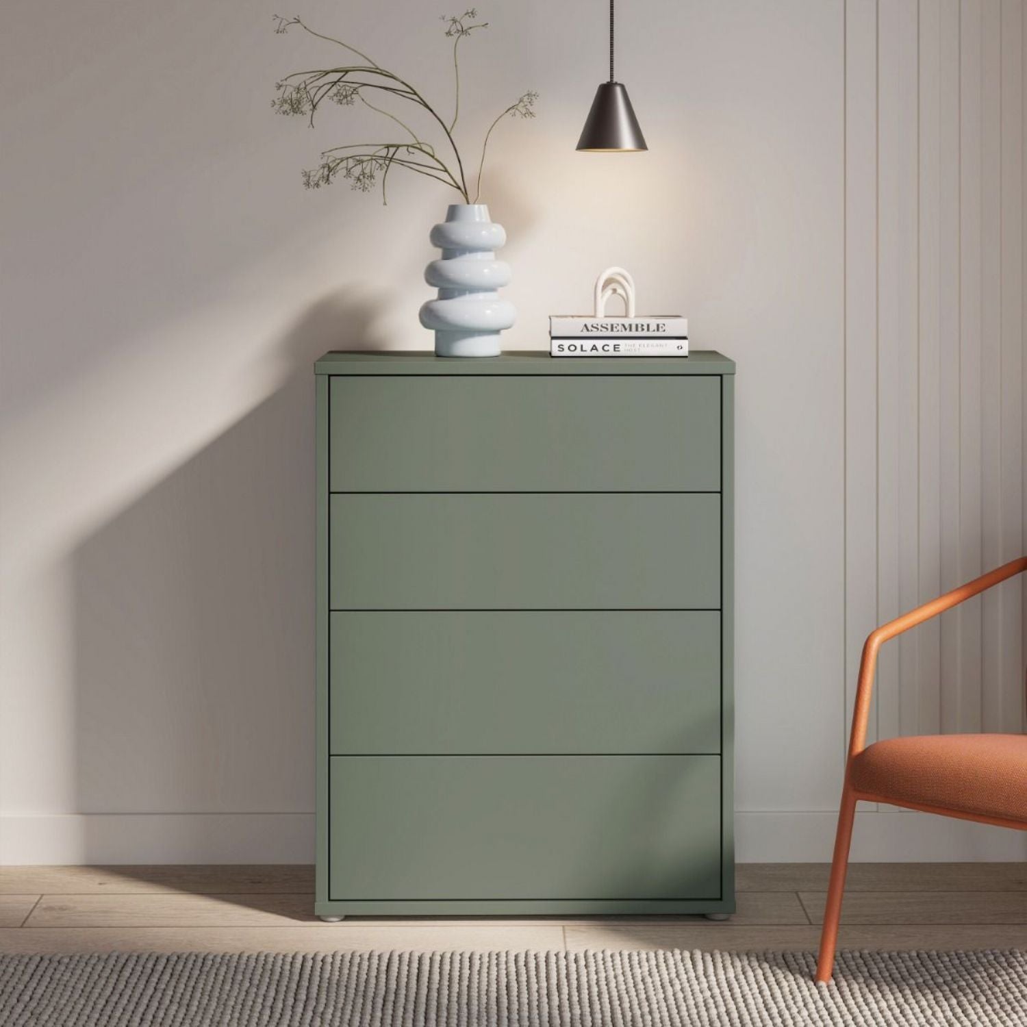 Alice Springs 4 Drawer Chest with PushtoOpen Drawers in Sage Green